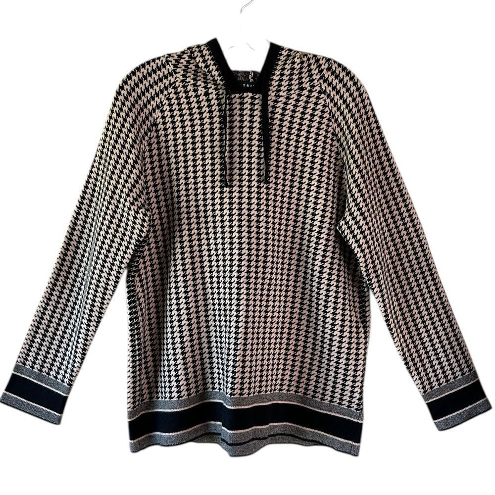Tribal Houndstooth Black And Tan Hooded Sweater